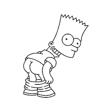 coloring page: Bart Simpson shows an obscene gesture