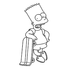 coloring page: Coloring Bart Simpson with a skateboard