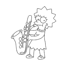 coloring page: Lisa Simpson plays the saxophone