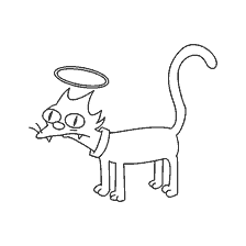 coloring page: Picture of a cat Snowball with a halo from the Simpsons
