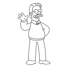 coloring page: Drawing of Ned Flanders' character from The Simpsons