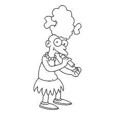 coloring page: Drawing of a Simpson character playing a musical instrument