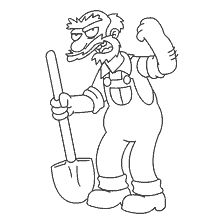 coloring page: Drawing by Gardener Willie from The Simpsons for Coloring