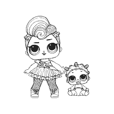 kleurplaat: LOL kleuren Miss Punk met baby