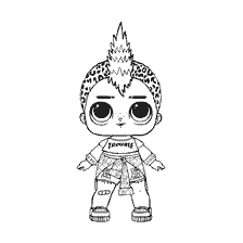 kleurplaat: Kleurplaten poppen LOL Punk Boy confetti pop