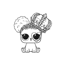 kleurplaat: Puppy LOL kleuren met een kroon