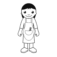 pagina da colorare: Barber in grembiule con forbici