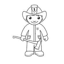 pagina da colorare: Vigile maschio da colorare con un ascia