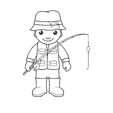 pagina da colorare: Disegno da un pescatore con una canna da pesca