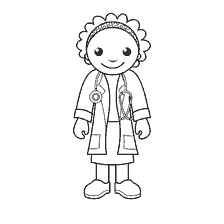 pagina da colorare: Uomo in camice bianco con stetoscopio