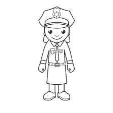 pagina da colorare: Un poliziotto in uniforme, pronto a dipingere