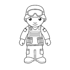 pagina da colorare: Colorazione di un soldato in uniforme militare