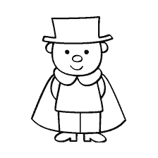 pagina da colorare: Immagine colorante di un uomo in un cappello e con un mantello