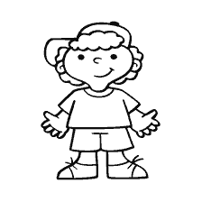 pagina da colorare: Ragazzo con un sorriso in un cappello e maglietta