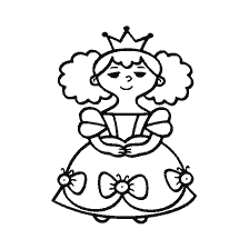 pagina da colorare: Principessa colorante con una corona e un bel vestito