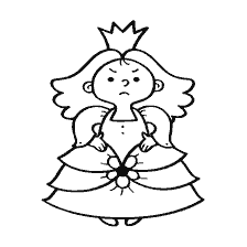 pagina da colorare: Principessa colorante con corona e espressione insoddisfatta