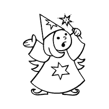 pagina da colorare: Disegno di un uomo-stargazer con una bacchetta magica