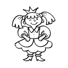 pagina da colorare: Principessa colorante con corona e vestito