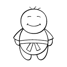 pagina da colorare: Colorazione di un uomo con un volto sorridente e vestiti tradizionali