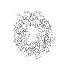 página para colorir: Coroa de Natal com flores e sinos
