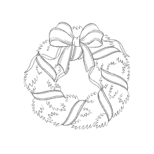 página para colorir: Grinalda de Natal com arco e fitas para pintura