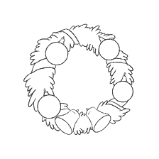 página para colorir: Coroa de Natal com bolas e sinos