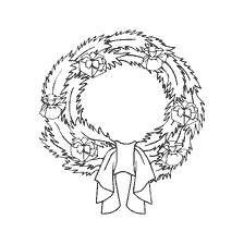 página para colorir: Desenho para uma grinalda de Natal com um centro vazio e presentes