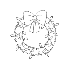 página para colorir: Colorir a grinalda de Ano Novo com arco e luzes