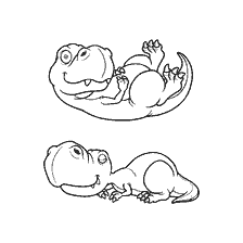 página para colorear: Colorear con bebés de Tyrannosaurio