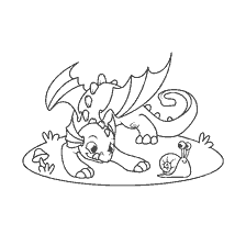 pagina da colorare: Drago e lumaca sul libro colorante