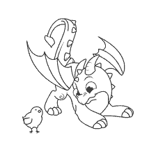 pagina da colorare: Dragon Gioca con pollo