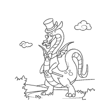 pagina da colorare: Colorare il Drago Gentleman nel Cilindro