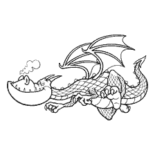 pagina da colorare: Stampa per colorare un drago che riposa su una nuvola