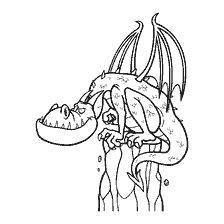 pagina da colorare: Immagine di un drago seduto su una roccia