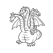 pagina da colorare: Disegnare un drago a tre teste per la colorazione