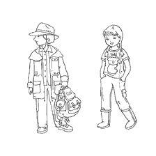 coloring page: Children in Australian national costumes