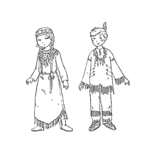 coloring page: Coloring Indian children in traditional clothes