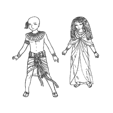 coloring page: Children of Ancient Egypt in National Costumes
