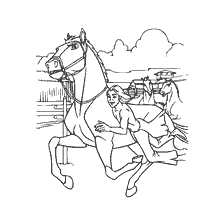 coloring page: Spirit: Lord of the Prairies, where a character saves a horse