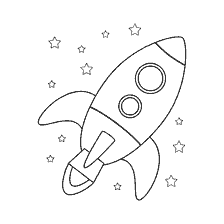 pagina da colorare: Colorare un razzo spaziale con stelle