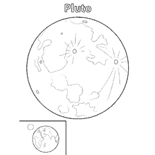 coloriage: Coloration de Pluton avec l'image de la plan&egrave;te et de la Terre