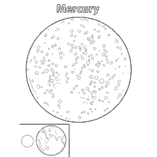 coloriage: Coloration de la plan&egrave;te Mercure avec l'image des crat&egrave;res et de la Terre