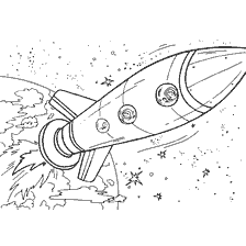 coloriage: Coloration de l'engin spatial sur le fond de l'espace