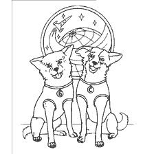 coloriage: Chien &eacute;cureuil et fl&egrave;che dans la coloration dans l'espace