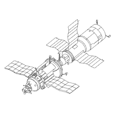coloriage: Dessin de la station spatiale avec panneaux solaires