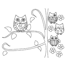 coloring page: Coloring for adults with an image of owls and flowers