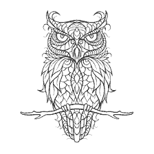 coloring page: Coloring for adults anti-stress with an image of an eared owl