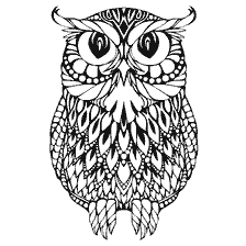 coloring page: Coloring for adults with an image of an owl in the style of anti-stress
