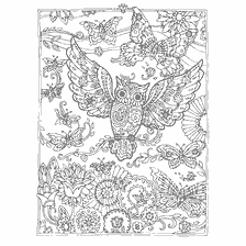 coloring page: Anti-stress coloring owls and butterflies