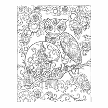 coloring page: Coloring for adults: Owl and magic ball